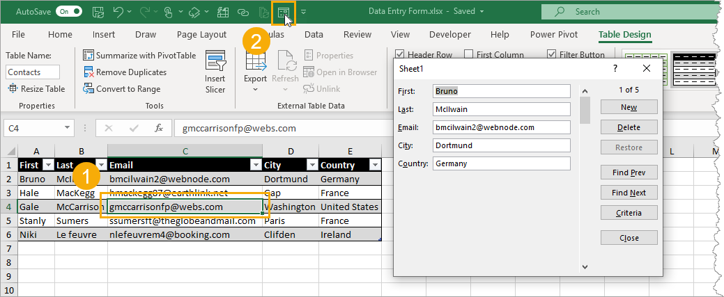 make a data entry form in excel 2013 for mac